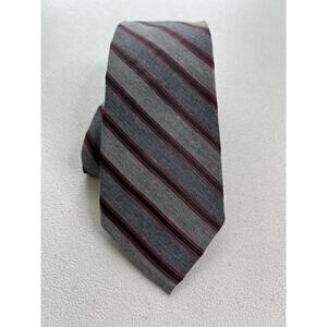 Calvin Klein Gray/Black/Red Striped Pattern Silk Blend Designer Tie